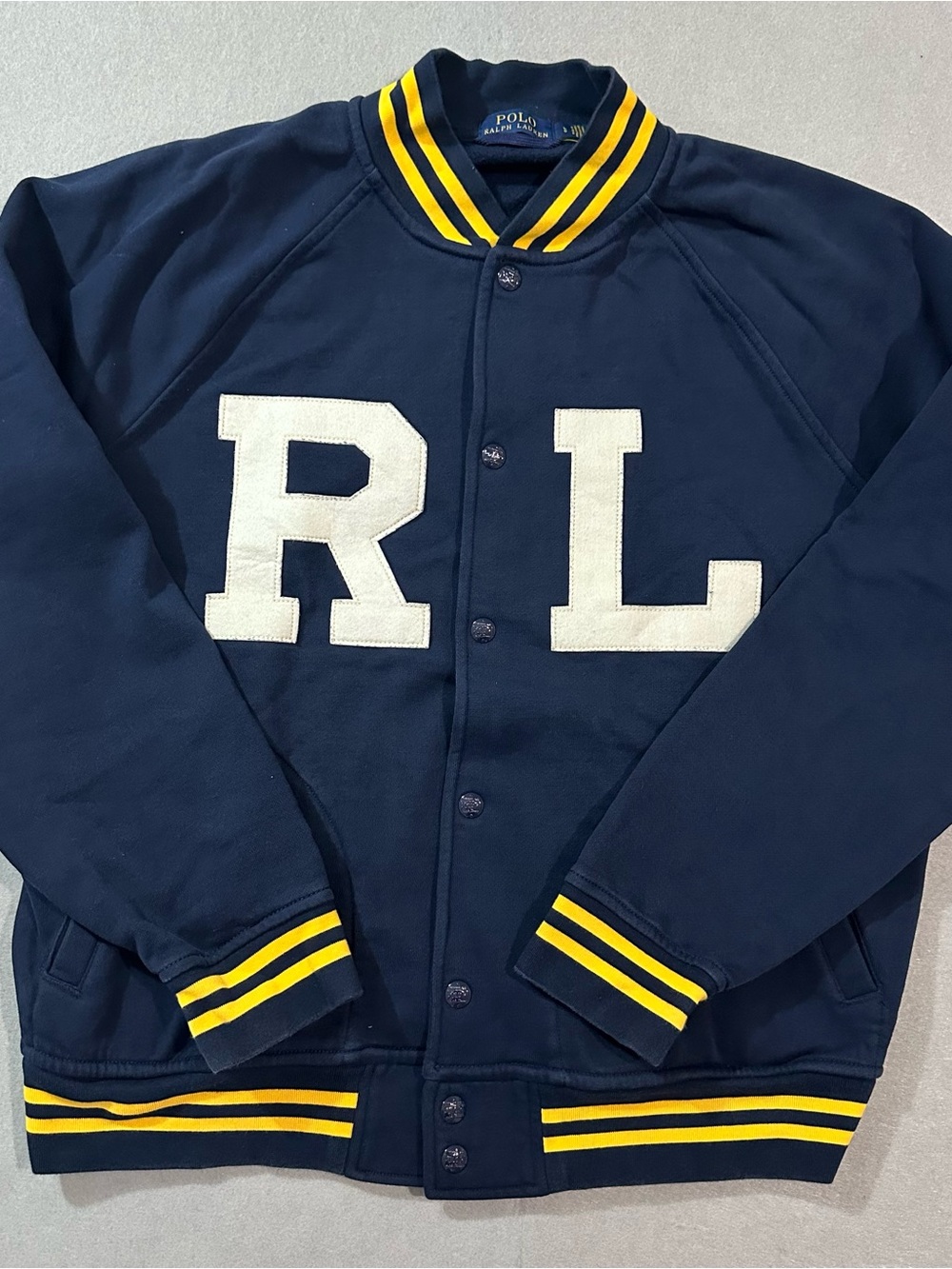 Vintage Polo by Ralph Lauren Navy & Yellow Varsity Bomber Jacket